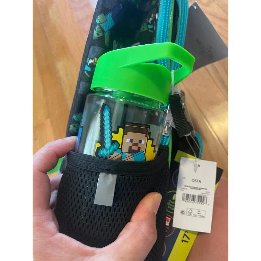 Minecraft 5 Piece Backpack Set with Headphones Lunch Bag Water Bottle Keychain